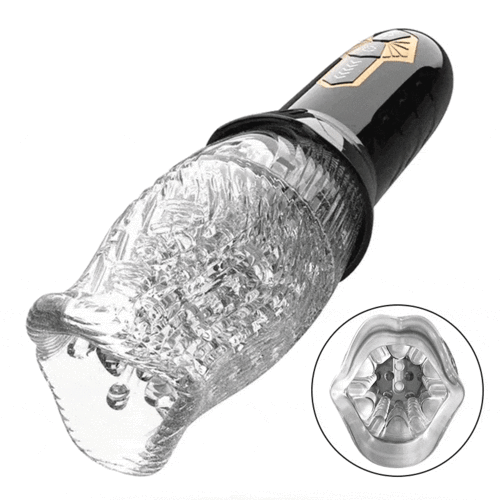 5 Rotating ＆10 Vibrating Transparent Sleeve Oral Sex Cup Male Masturbators